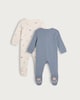 image 2 of F&F Baby 2-Pack Cotton Rich Bear Print Sleepsuits in Blue