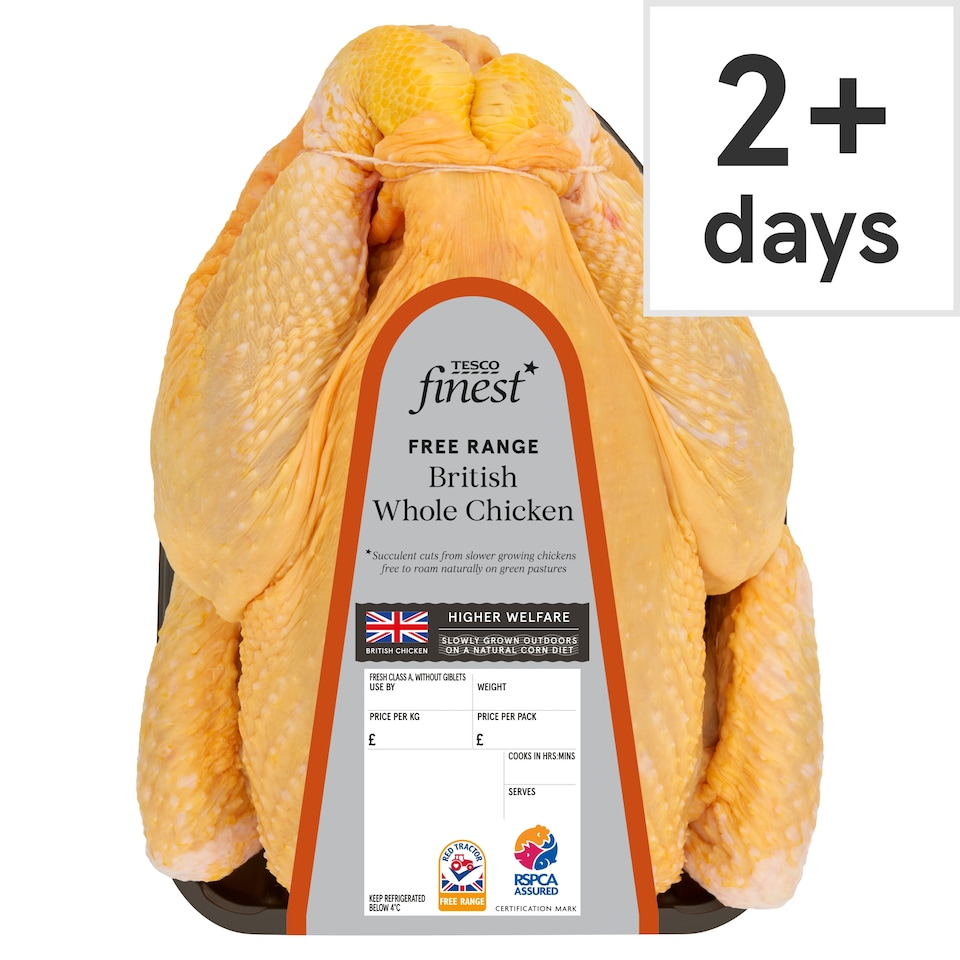 Tesco Finest British Free Range Corn Fed Whole Chicken 1kg-2.3kg