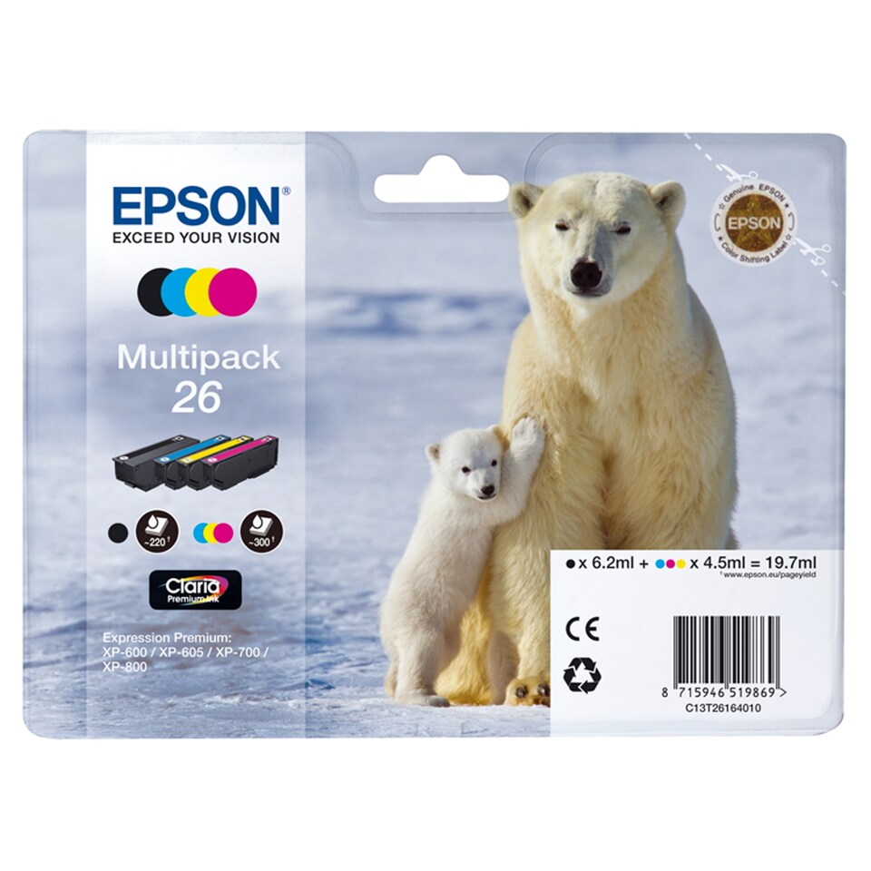 Epson Polar Bear 26 Multipack Printer Ink