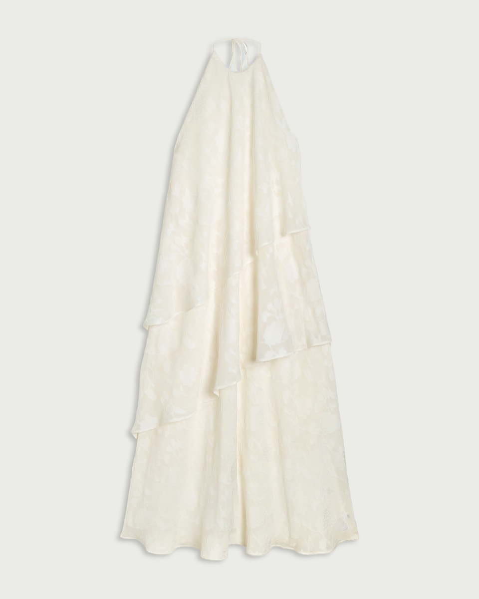 image 1 of F&F Floral Tiered Maxi Dress in Cream