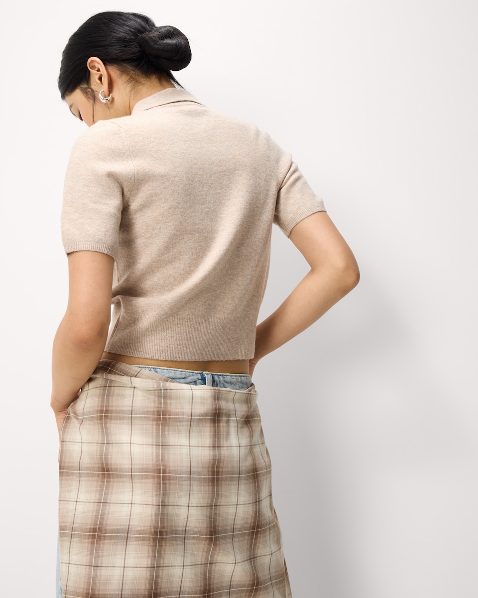 image 1 of F&F Knitted Short Sleeved Cardigan in Neutral