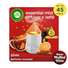 Air Wick Essential Mist Warm Mulled Wine Diffuser Kit, Limited Edition 20ml