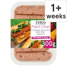 Tesco Plant Chef 6 Caramelised Onion Meat-Free Bangers 300g