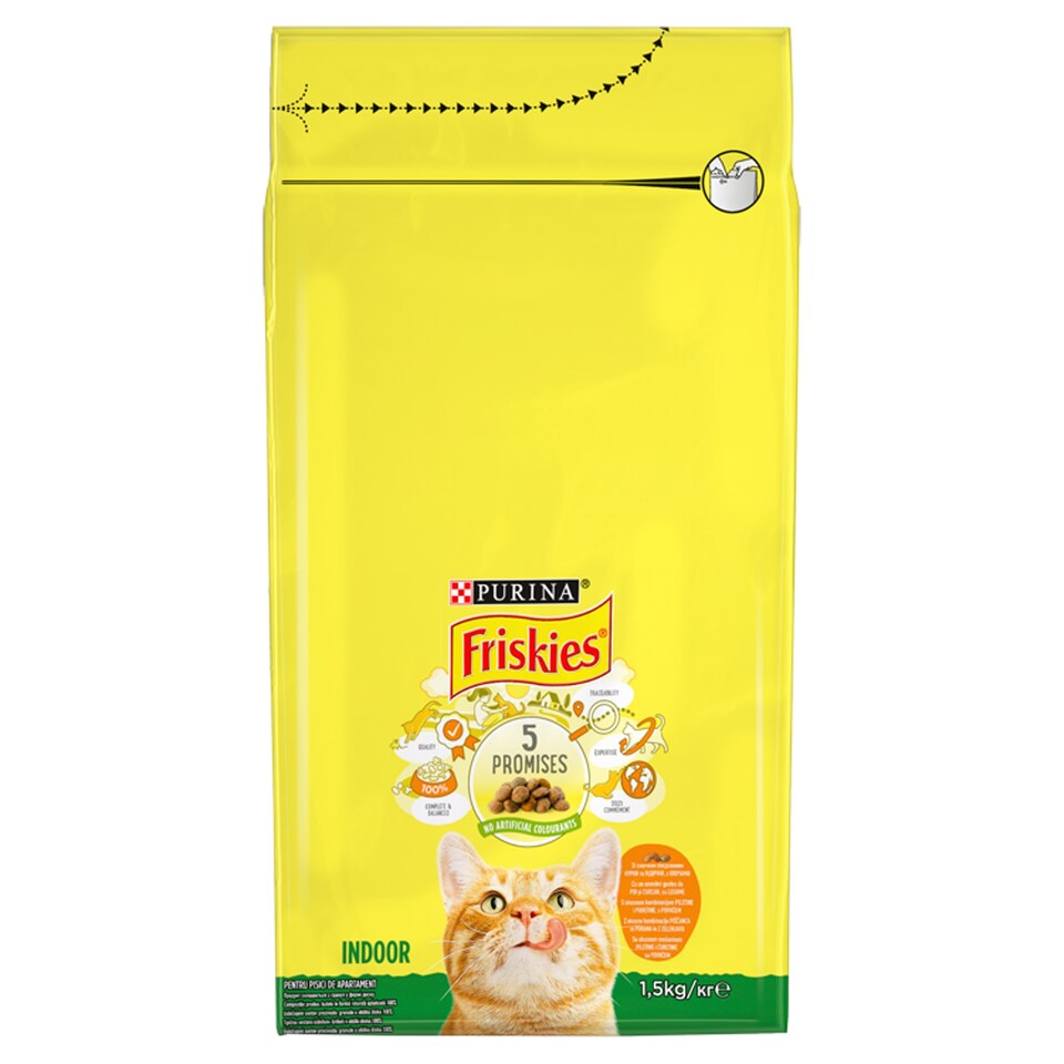 image 1 of Purina Friskies Indoor Dry Cat Food with Chicken and Added Garden Vegetables 1,5 kg