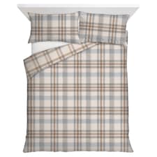 F&F Home Bedding Brushed Natural Check Duvet Set Double