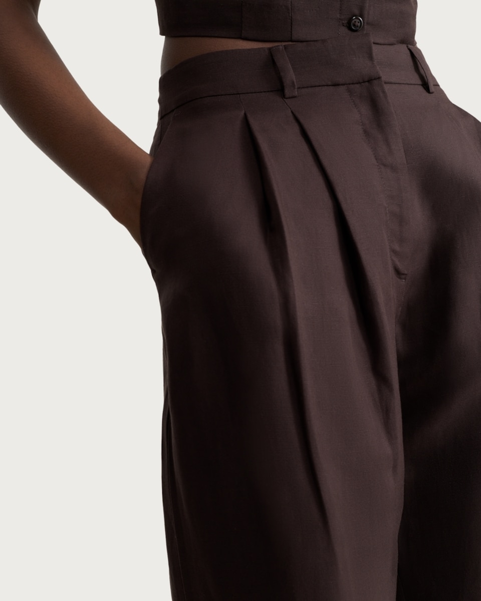 image 1 of F&F Double Pleat Wide Leg Trousers in Brown