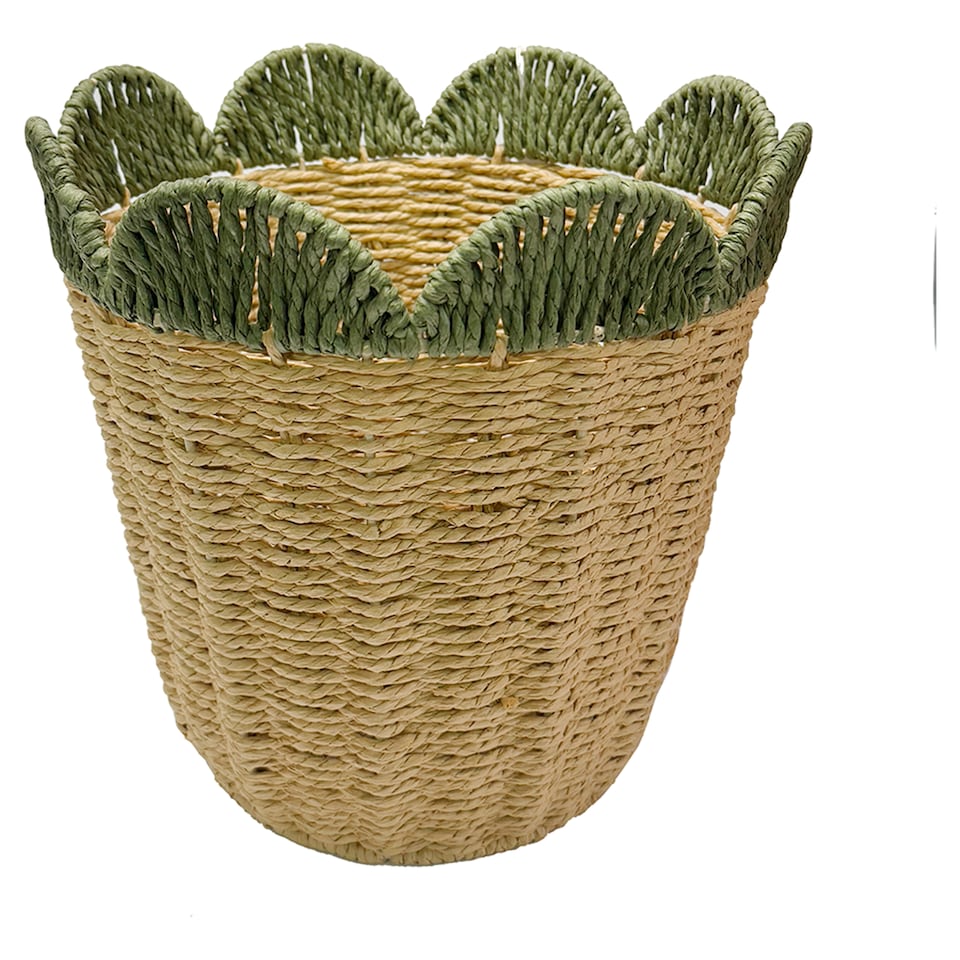 F&F Home Green Scallop Edged Storage Basket