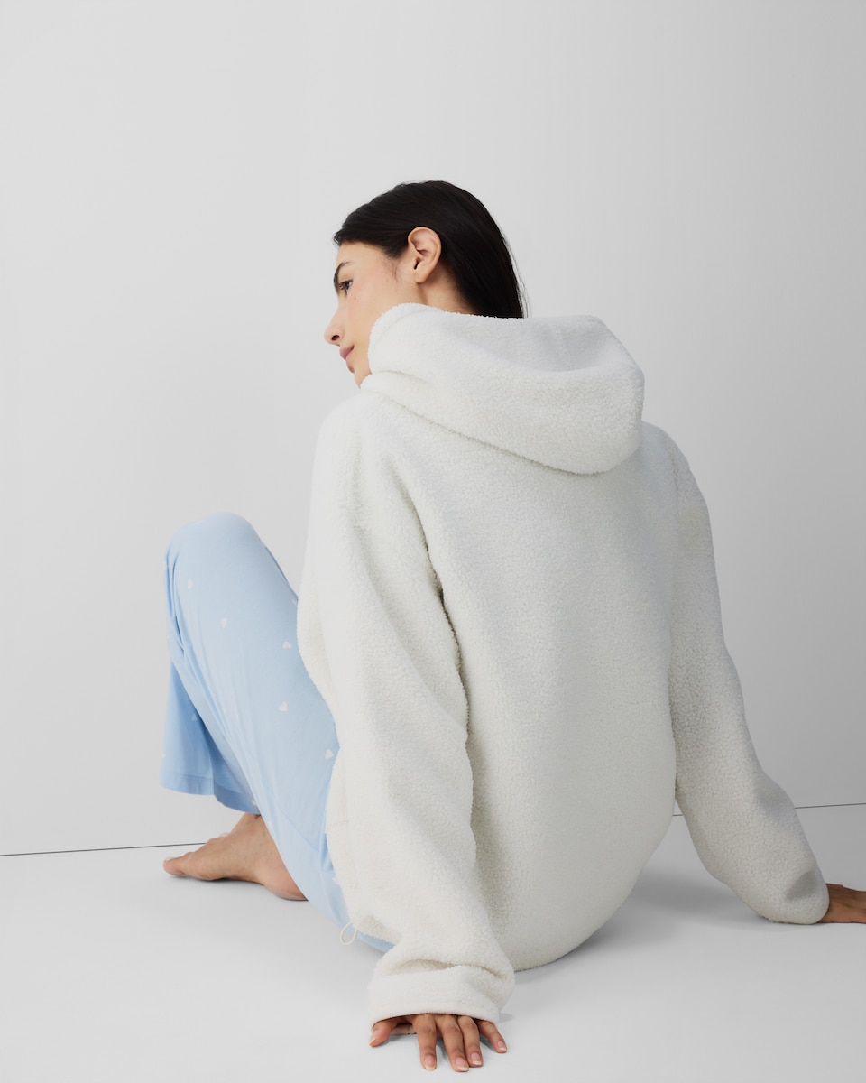 image 1 of F&F Borg Pyjama Hoodie in Cream
