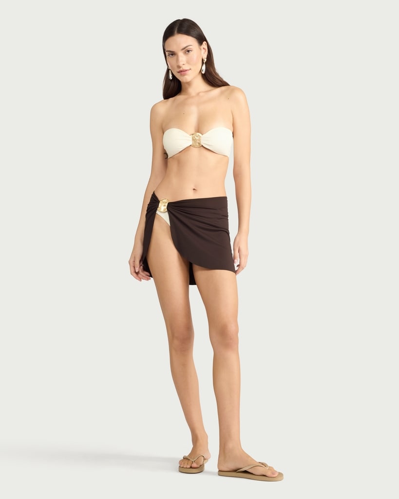 F&F Gold Accent Sarong in Chocolate