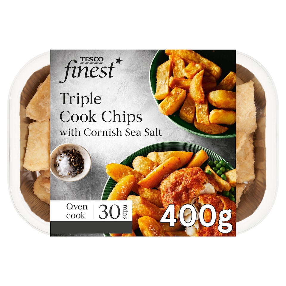 Tesco Finest Triple Cook Chips with Cornish Sea Salt 400g