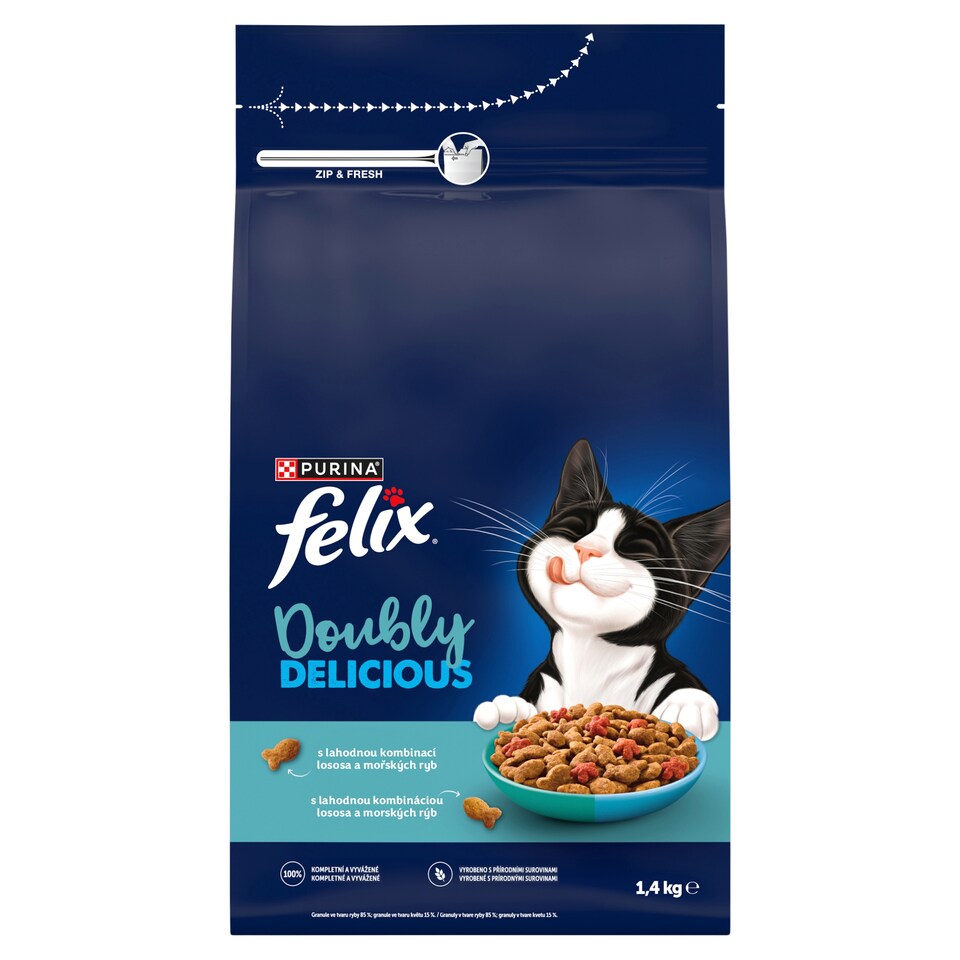 FELIX Doubly Delicious s lahodnou kombináciou lososa a morských rýb, bohaté na cviklu 1,4 kg