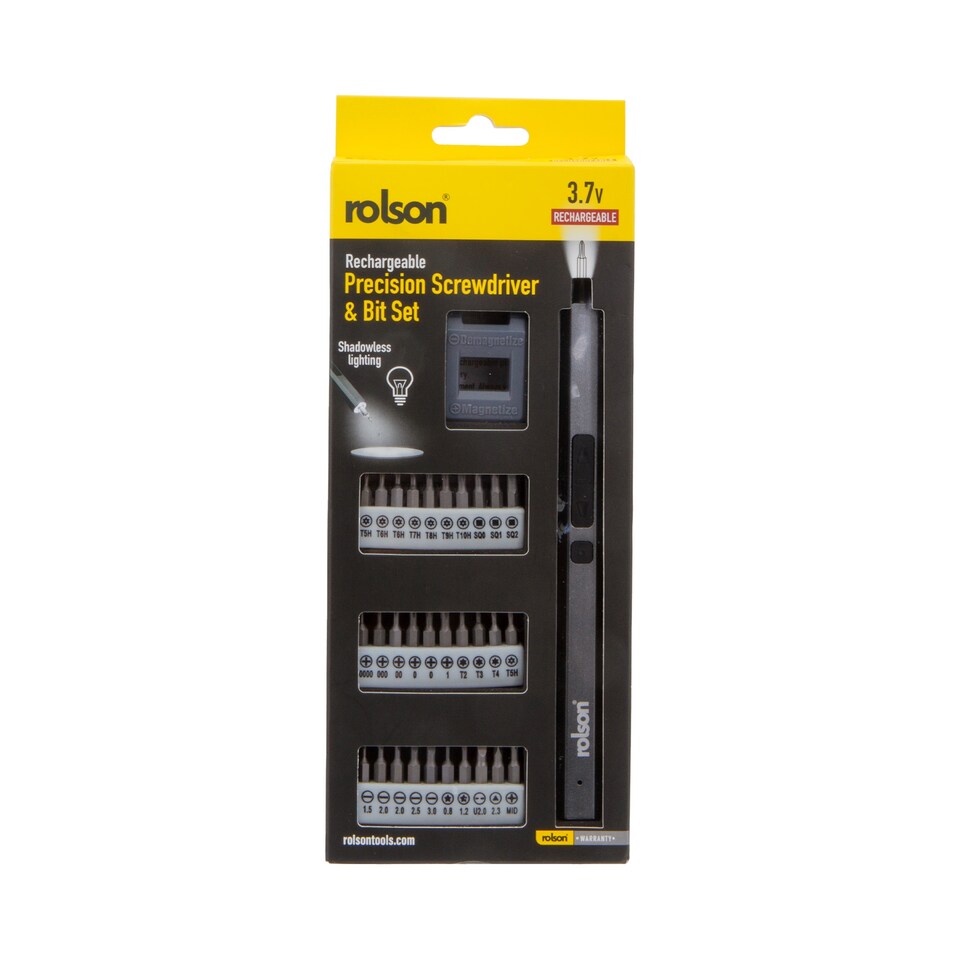 ROLSON 3.7V RECHARGEABLE PRECISION SCREWDRIVER & BIT SET
