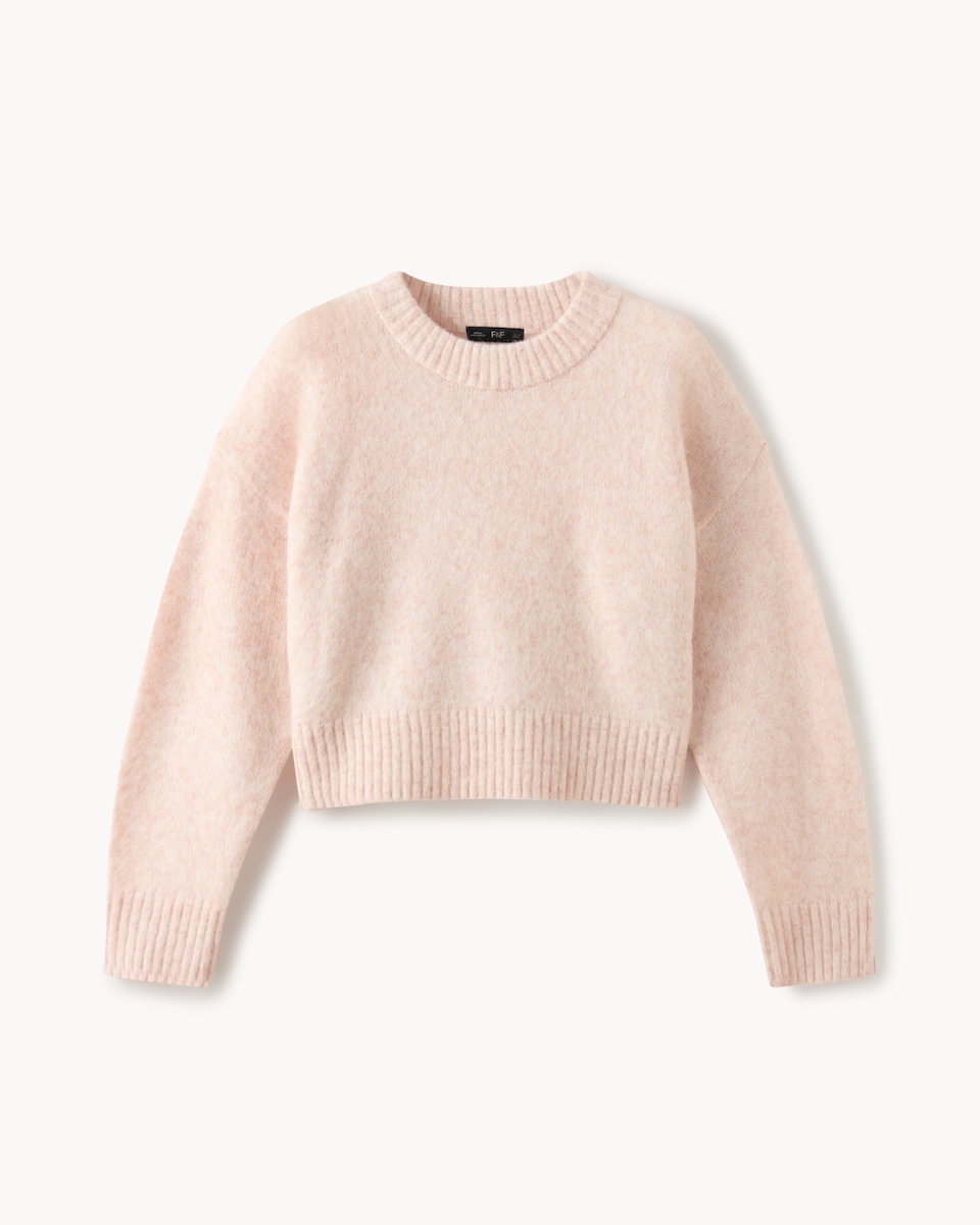 image 1 of F&F Cropped Knitted Jumper in Pink