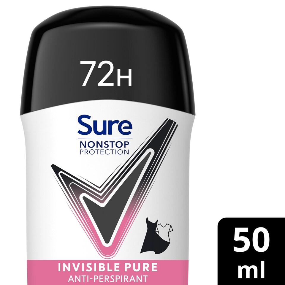 image 1 of Sure 72h Nonstop Protection Invisible Pure Antiperspirant Deodorant 50ml