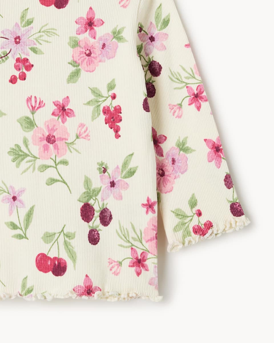image 1 of F&F Baby 3-Pack Cotton Rich Printed Long Sleeved Tops in Pink