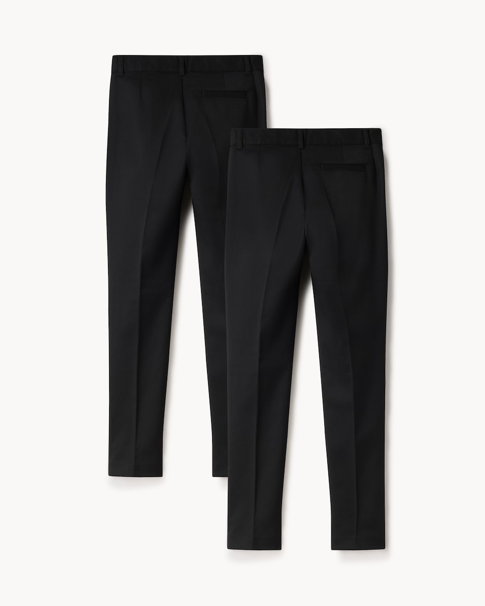 image 1 of F&F School Boys 2-Pack Skinny Fit Longer Length Trousers in Black