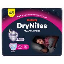 Huggies Drynites Pyjama Pants Girl 4-7 Years 26 Pack