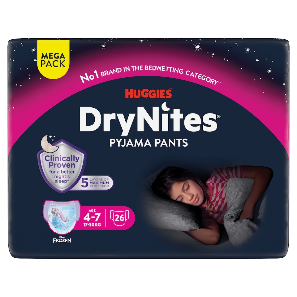 image 1 of Huggies Drynites Pyjama Pants Girl 4-7 Years 26 Pack