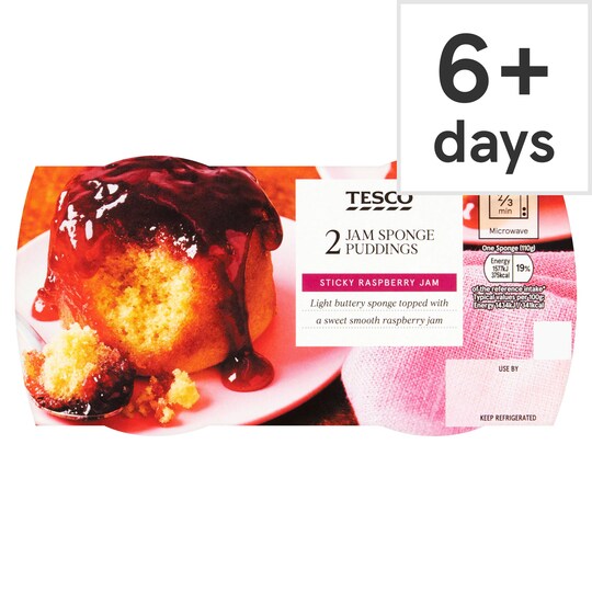 Tesco 2 Jam Sponge Puddings 220G Tesco Groceries