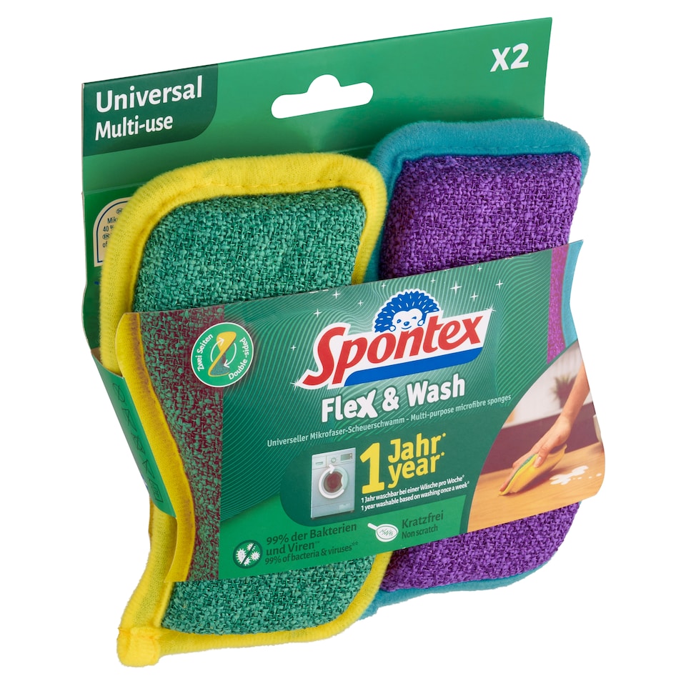image 1 of Spontex Flex & Wash Universal Multi-Purpose Sponge 2 pcs