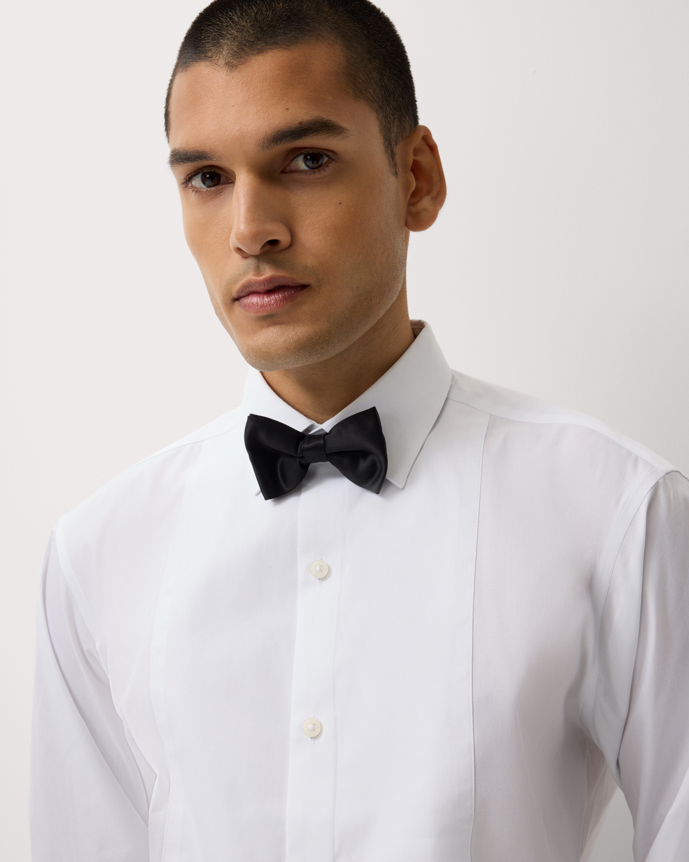 F&F Regular Fit Formal Dinner Shirt with Bow Tie in White