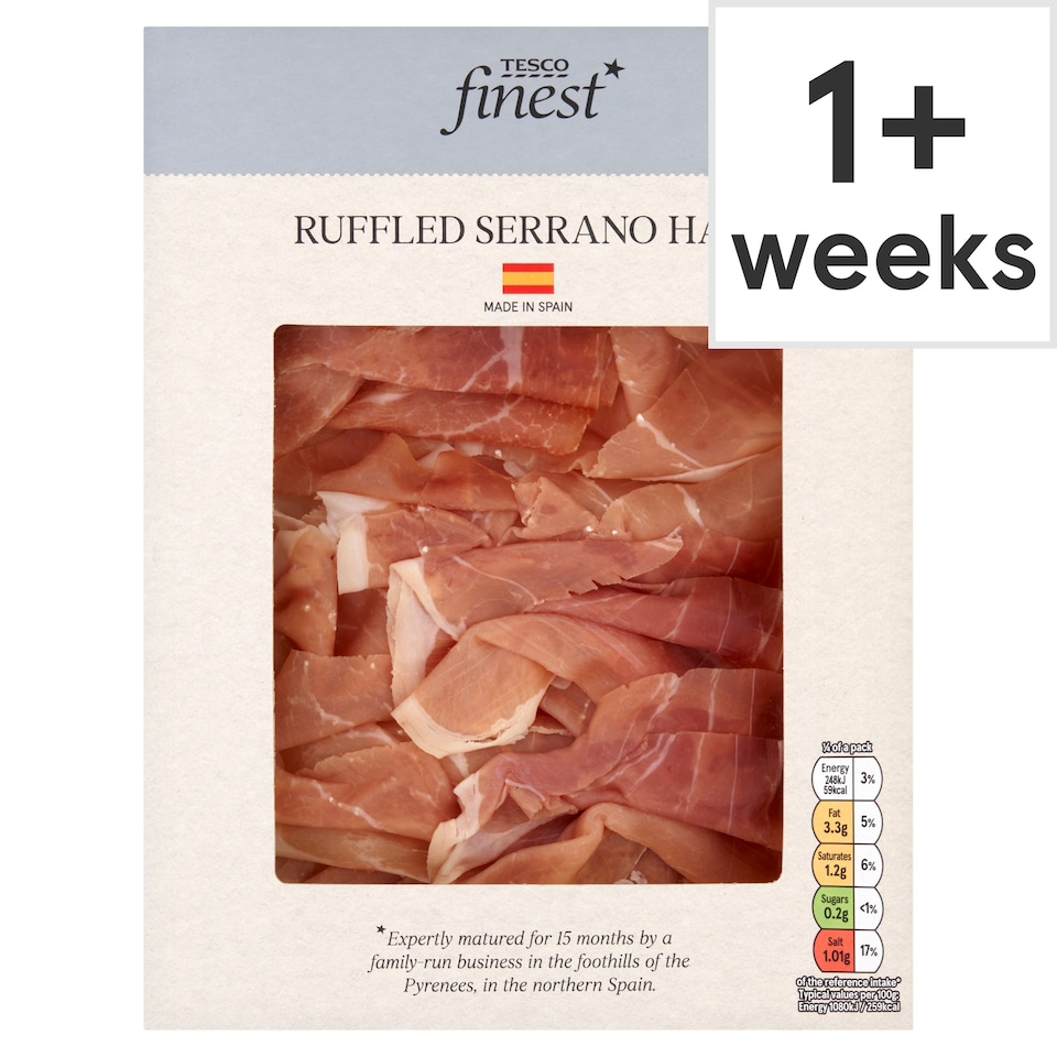 Tesco Finest Ruffled Serrano Ham 90g