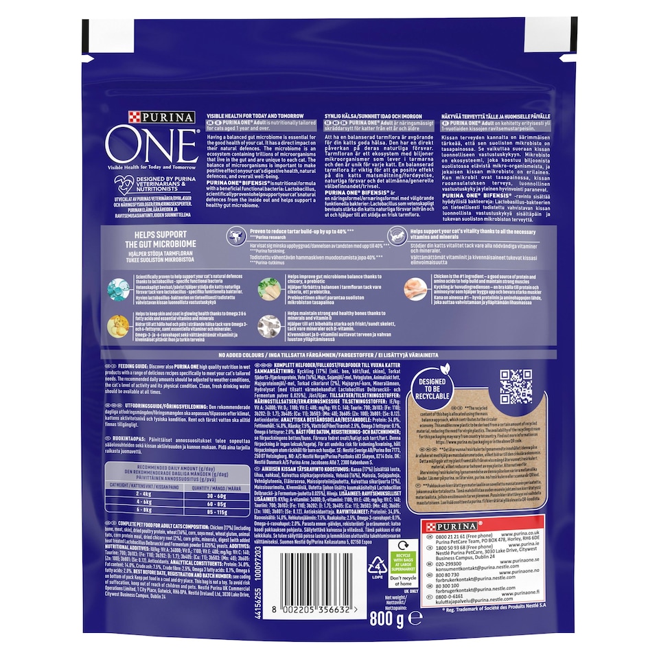 image 1 of Purina One Adult Dry Cat Food Chicken & Wholegrain 800G