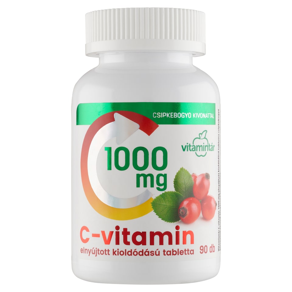Vitamintár C-vitamin 1000 mg elnyújtott kioldódású tabletta csipkebogyó kivonattal 90 x 1,56 g 1. kép