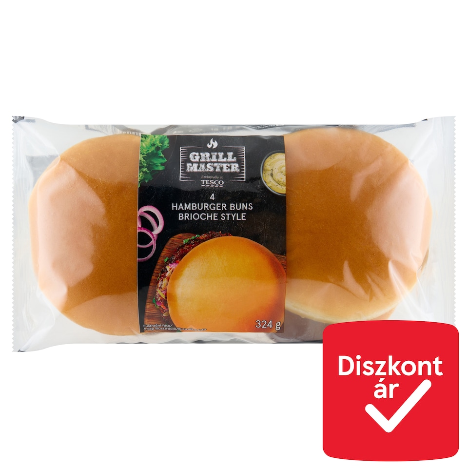 Grill Master Brioche Style búzalisztből készült hamburger buci édes tésztából 4 x 81 g (324 g)