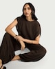 image 1 of F&F Textured Batwing Top in Chocolate