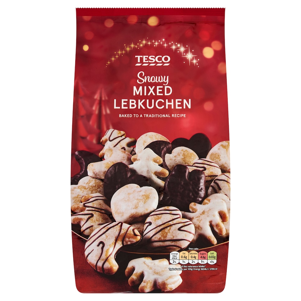 Tesco Kolekce tvarovaných perníkových sušenek s čokoládou a cukrovou polevou 600g