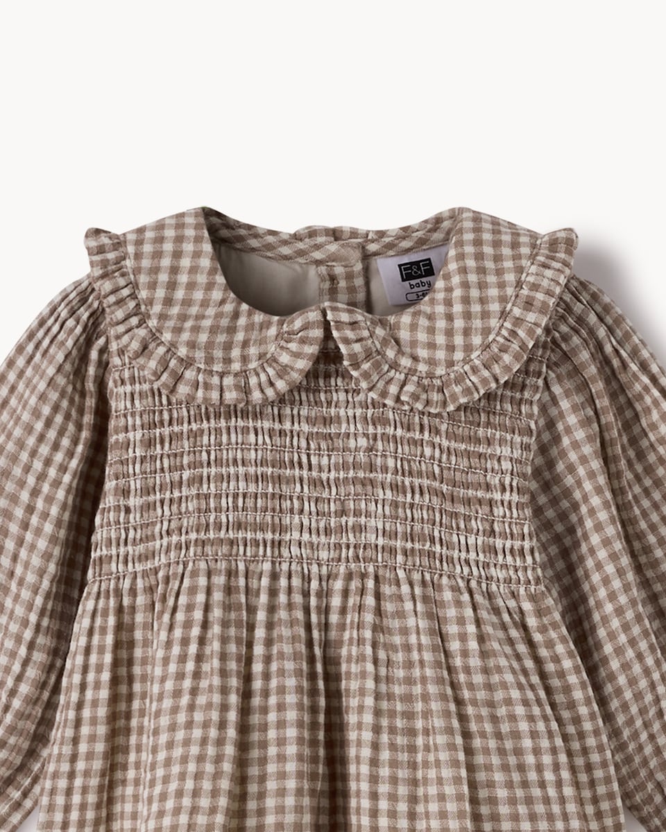 image 1 of F&F Baby Borg Gilet, Top and Trousers Set in Brown