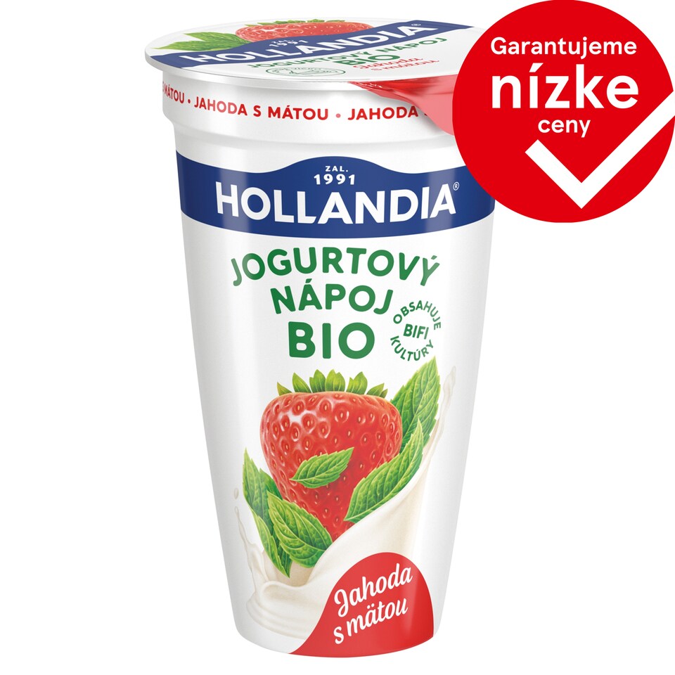 Hollandia Bio BiFi drink jahoda s mätou 230 g
