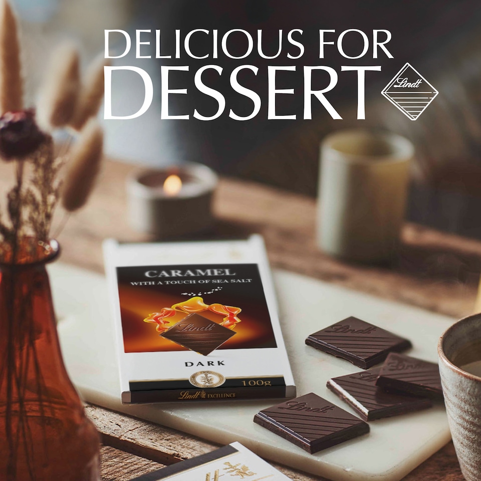 image 1 of Lindt Excellence Dark Caramel Sea Salt Chocolate Bar100g