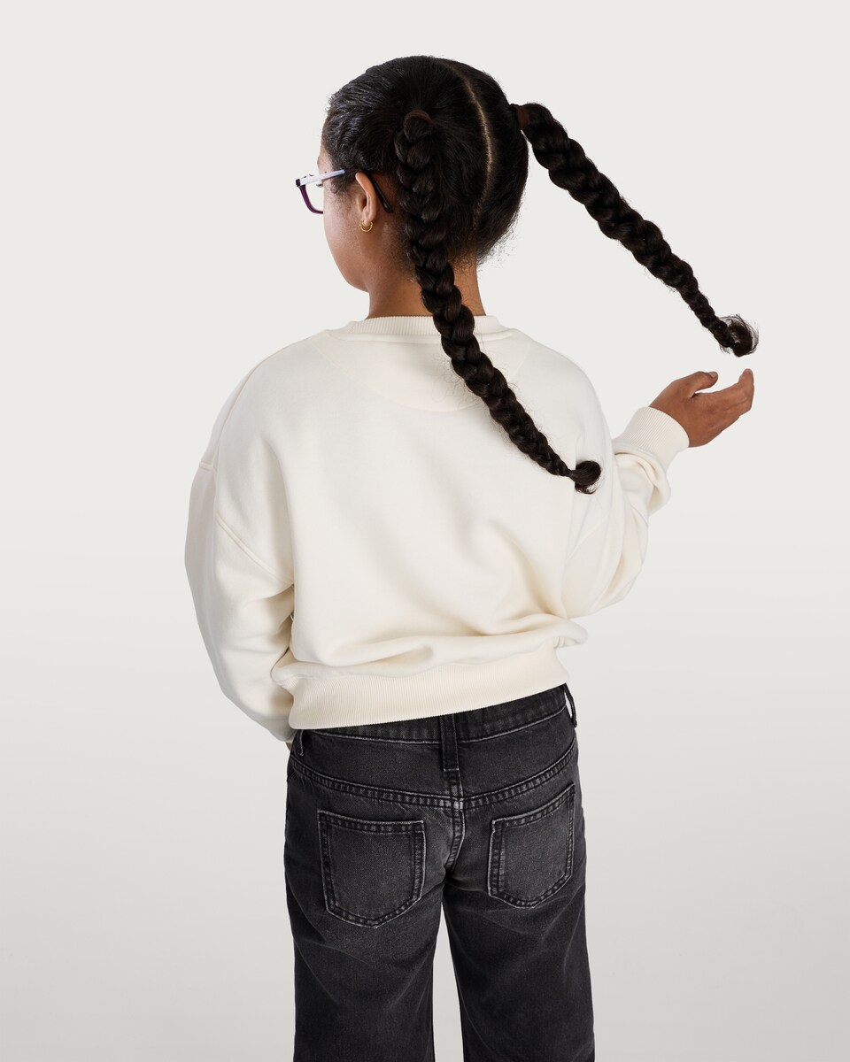 image 1 of F&F Girls Cotton Rich American Flag Sweatshirt in Cream