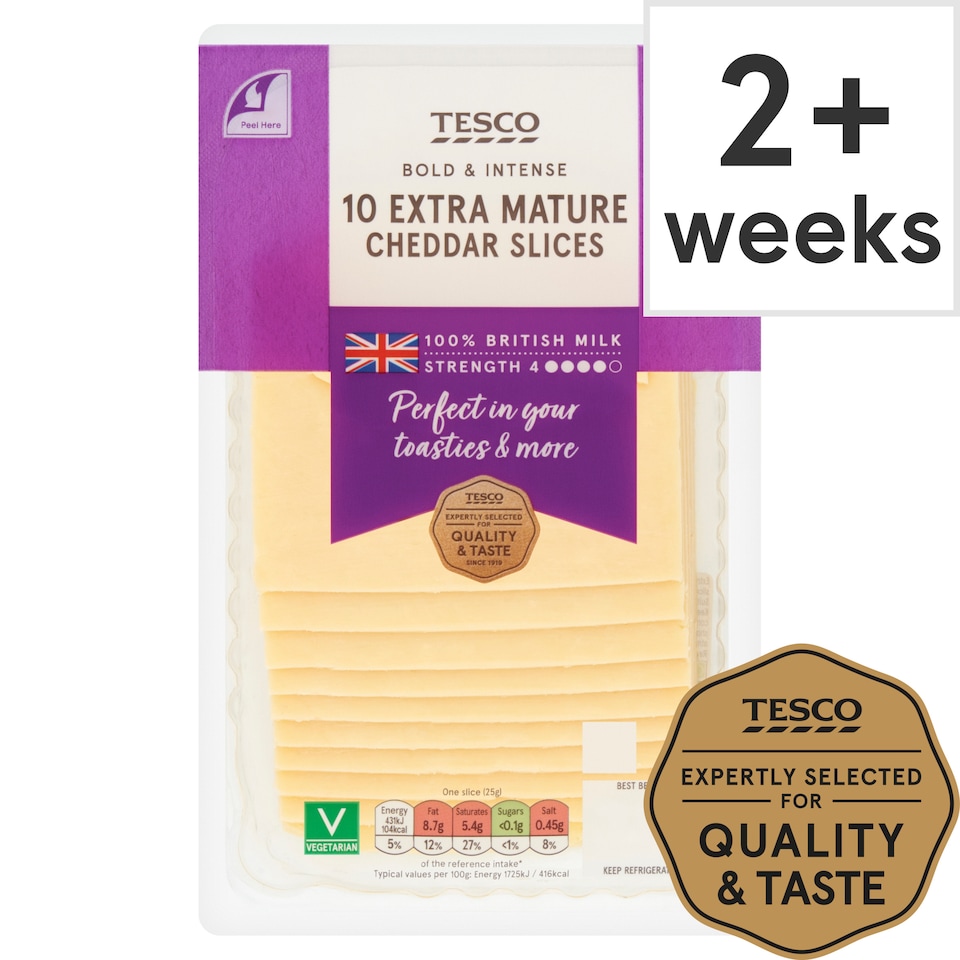 Tesco 10 Extra Mature Cheddar Slices 250G