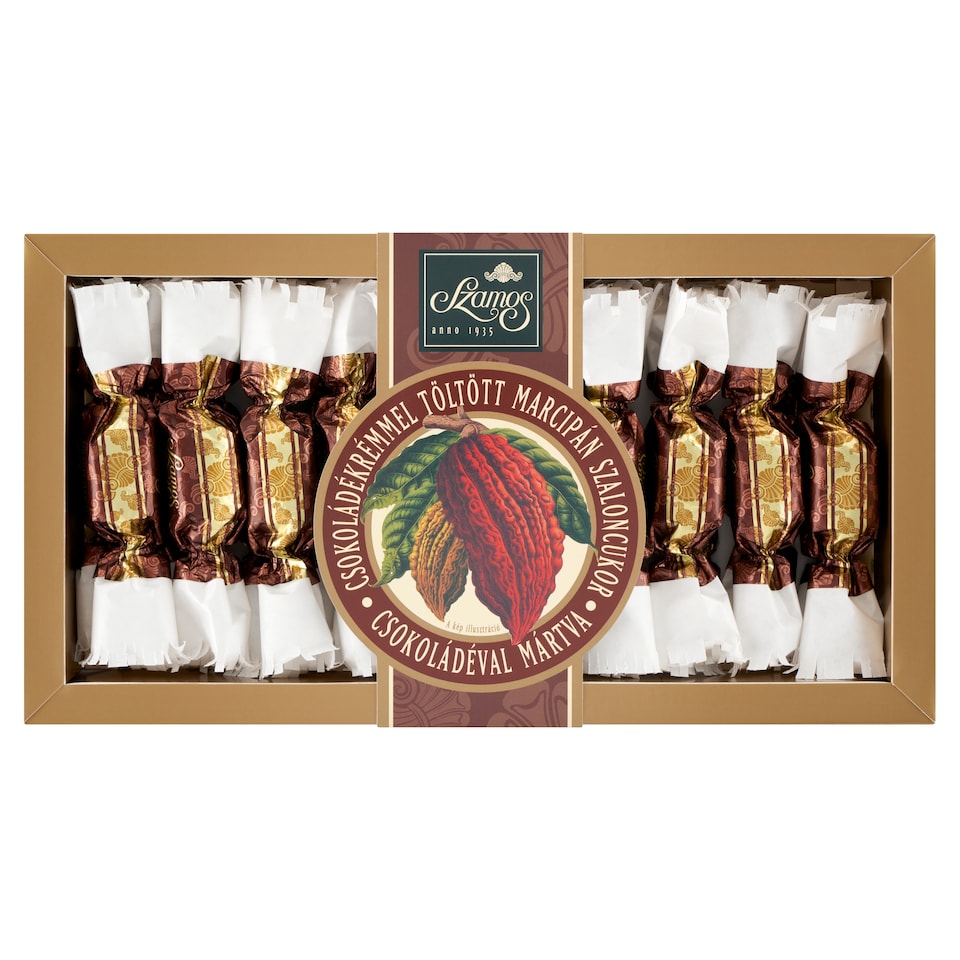 Szamos csokoládékrémmel töltött marcipán szaloncukor csokoládéval mártva 250 g