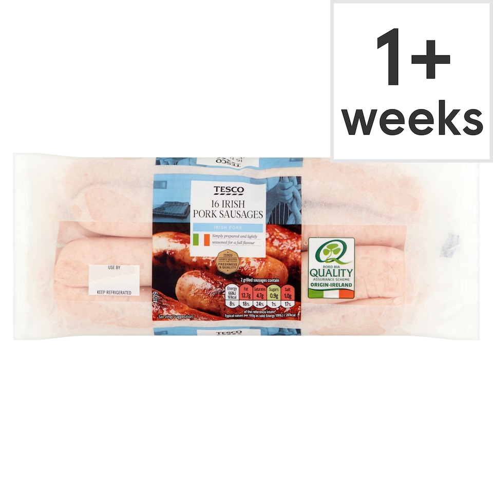 Tesco 16 Irish Pork Sausages 454G