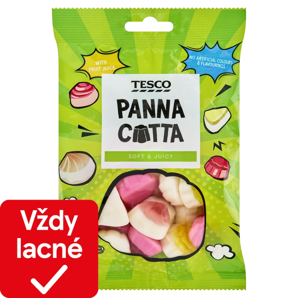 Tesco Panna Cotta želé cukríky s ovocnými príchuťami 100 g