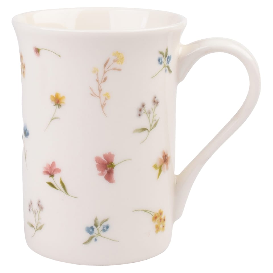 F&F Home Cream Floral Fine China Mug Medium