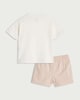 image 2 of F&F Baby Pure Cotton T-Shirt and Linen Shorts Set in Cream