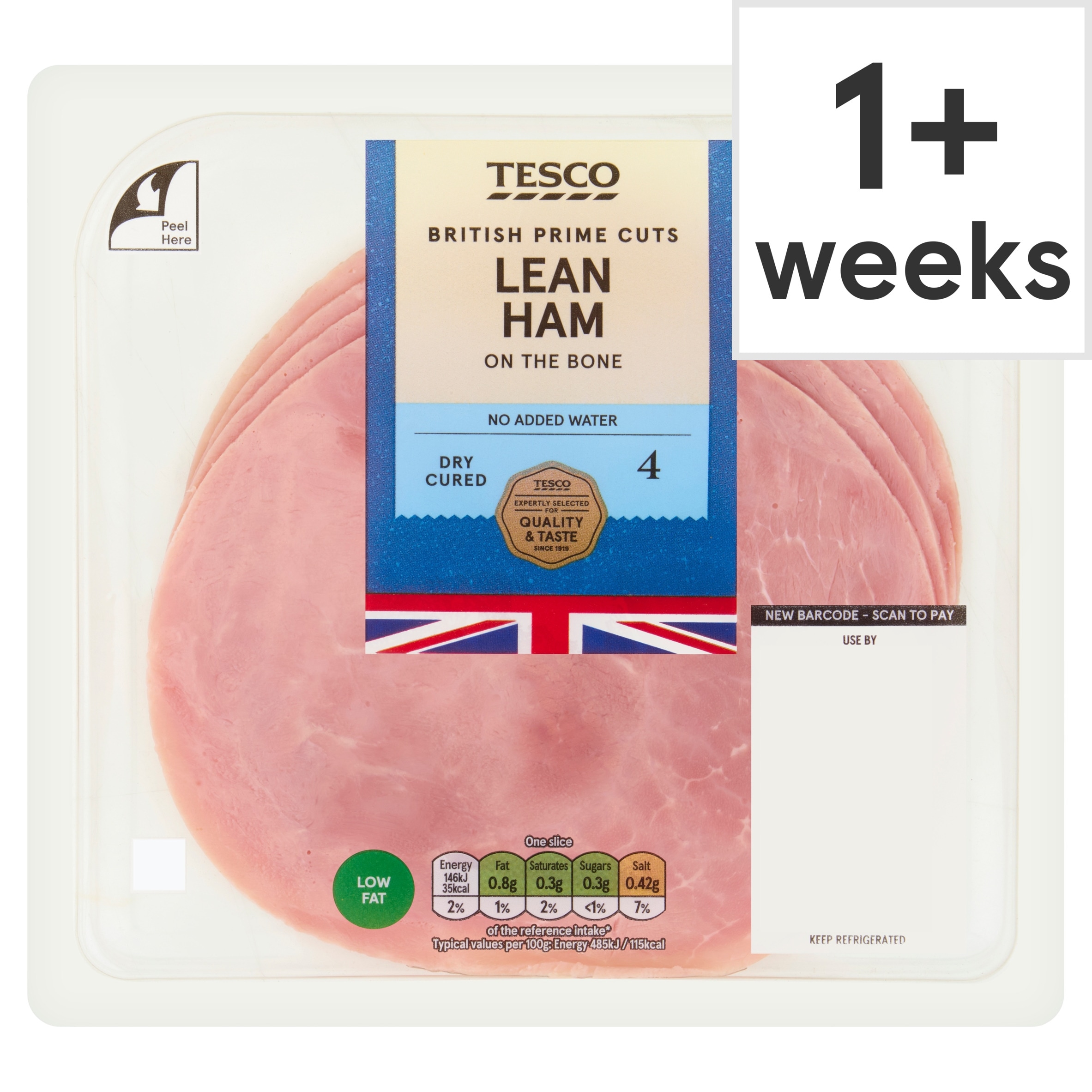 Tesco British Lean Ham on the Bone Slices 120g