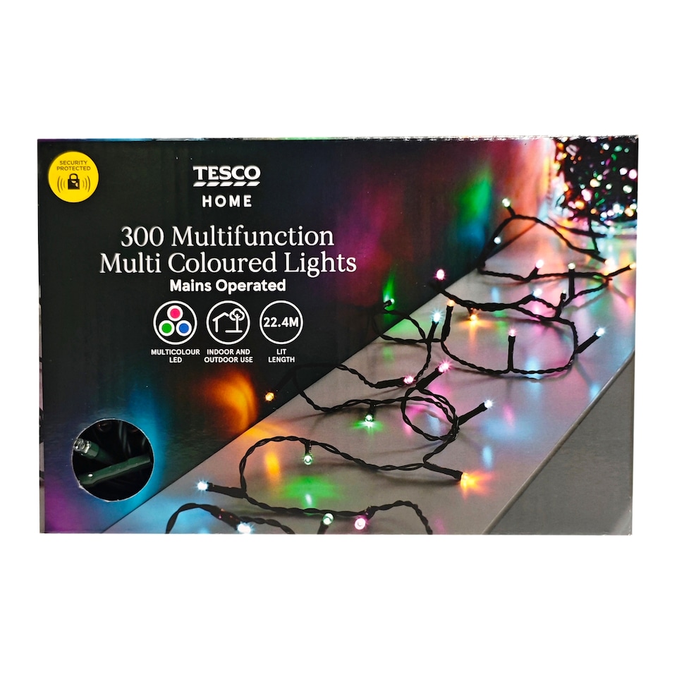 image 1 of Tesco 300 Multifunction Multicoloured LED Christmas Lights