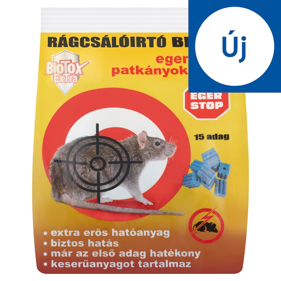 BioTox ExTra rágcsálóirtó blokk egerek és patkányok ellen 15 db 300 g