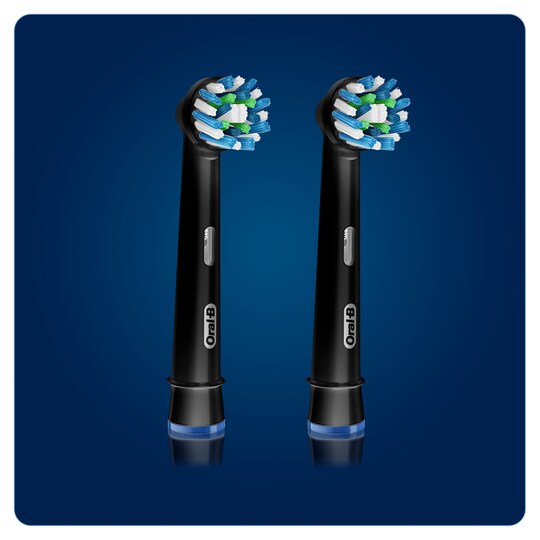 OralB Cross Action Black Electric Brush Heads 2 Pack Tesco Groceries