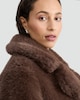 image 2 of F&F Faux Fur Pocket Detail Longline Coat in Brown
