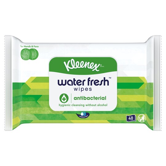 Kleenex 40 Water Fresh Antibacterial Wet Wipes Tesco Groceries
