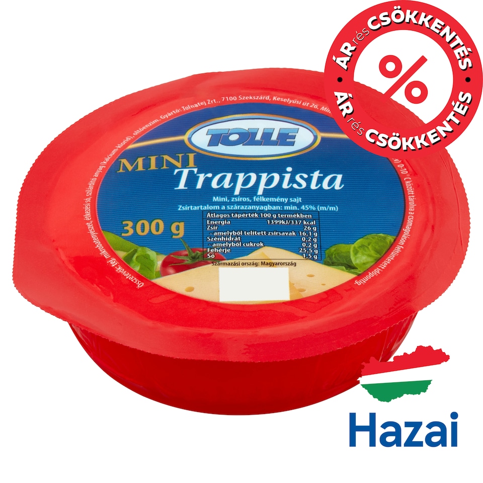 Tolle Mini zsíros, félkemény trappista sajt 300 g