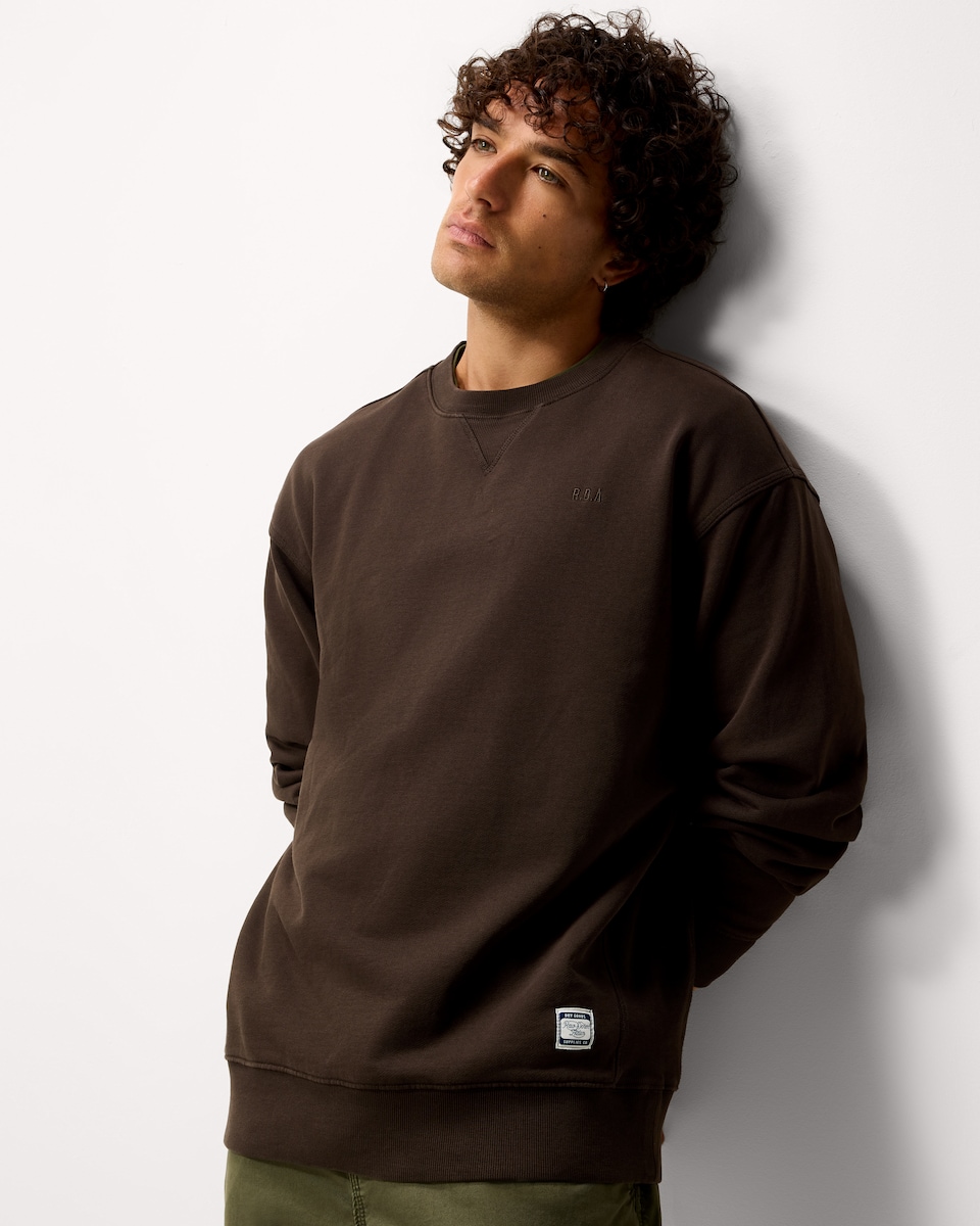 image 1 of RDA Pure Cotton Crew Neck Sweatshirt in Chocolate