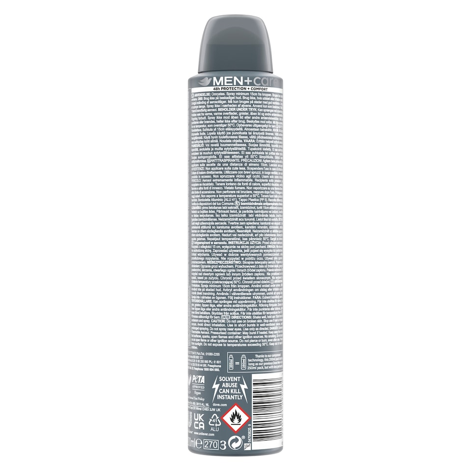 image 1 of Dove Men+Care Classic 48h Antiperspirant Deodorant 200ml